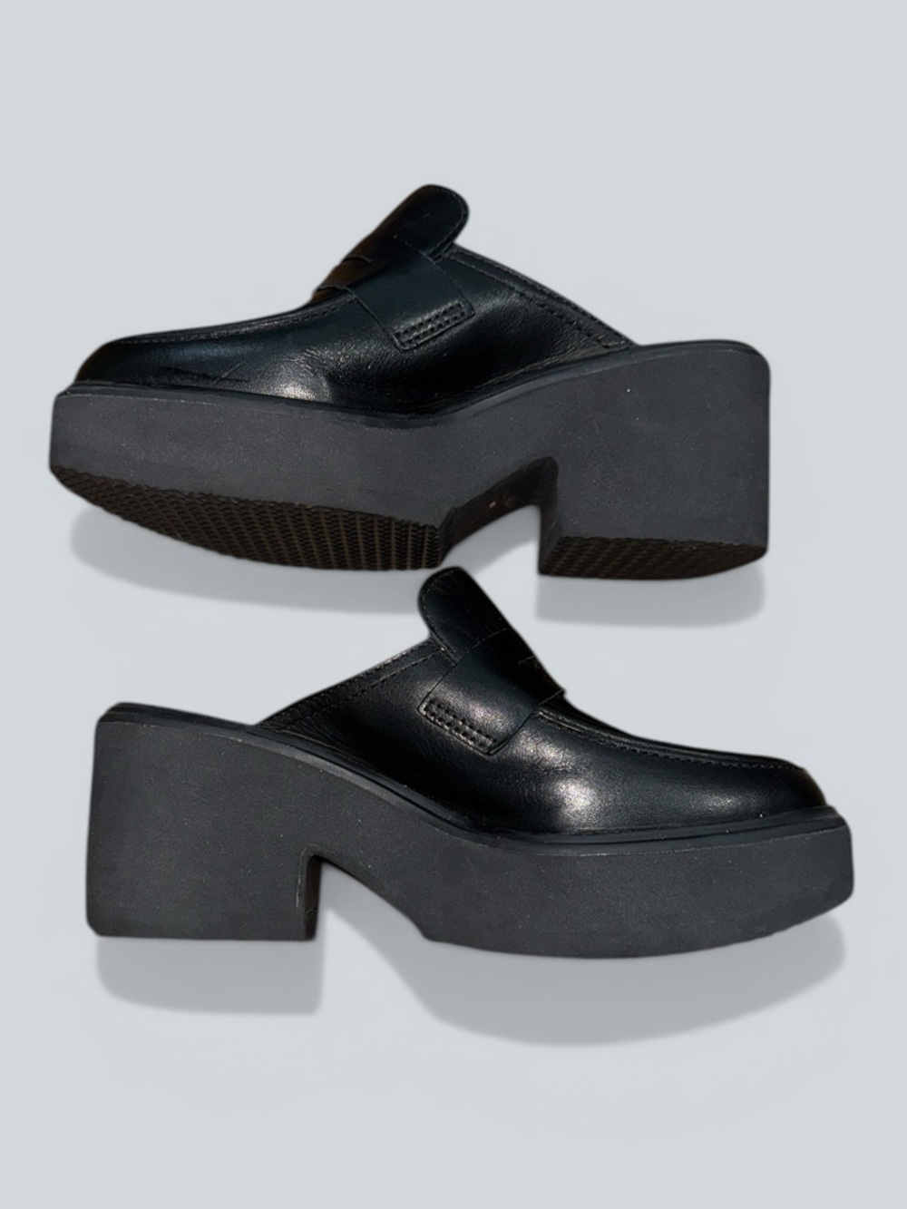 Anthropologie Kelly black leather platform mule loafers - Picture 4 of 7